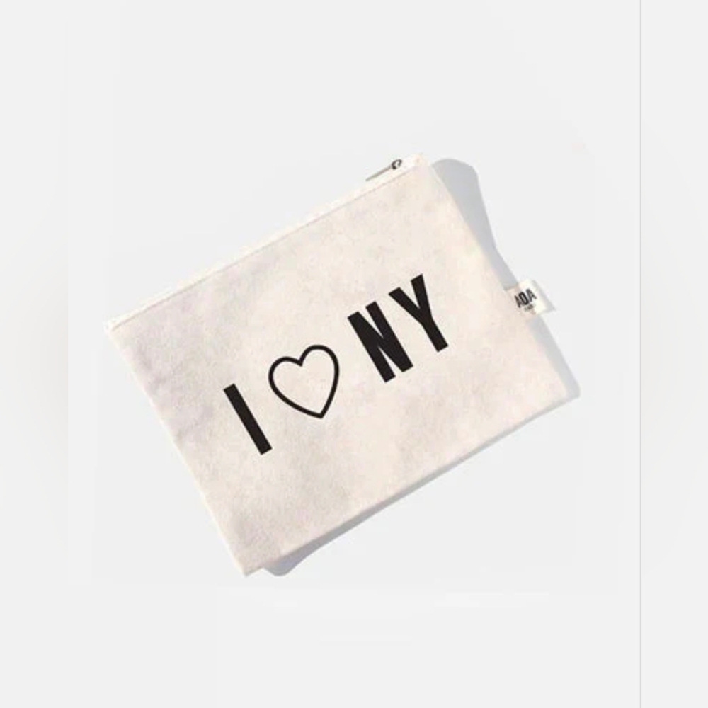 I ♥ NY Canvas Zip Pouch - Black on Natural NWT